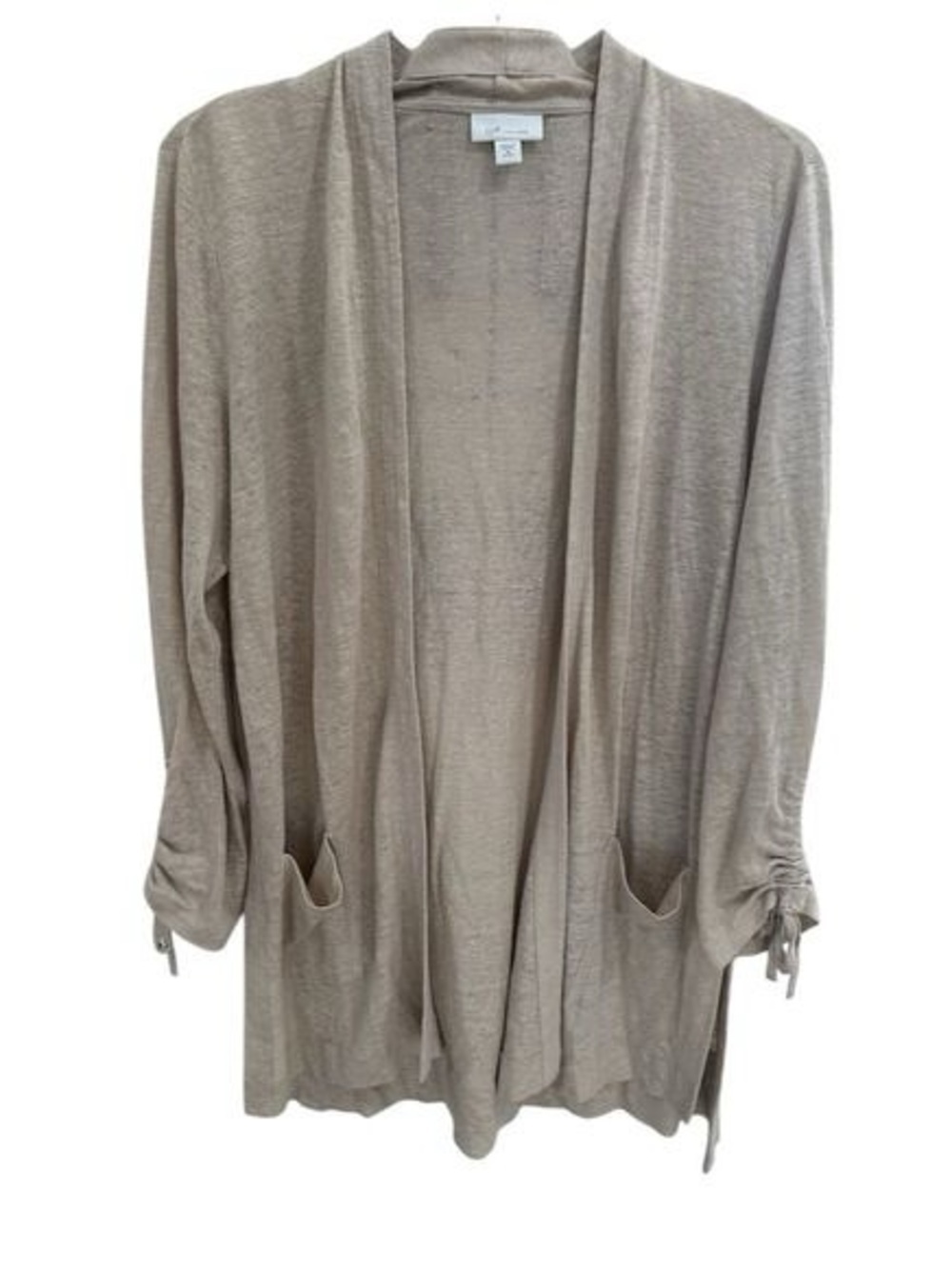 J.Jill 100% Linen Open Front Cardigan Sweater Oatmeal size Xl